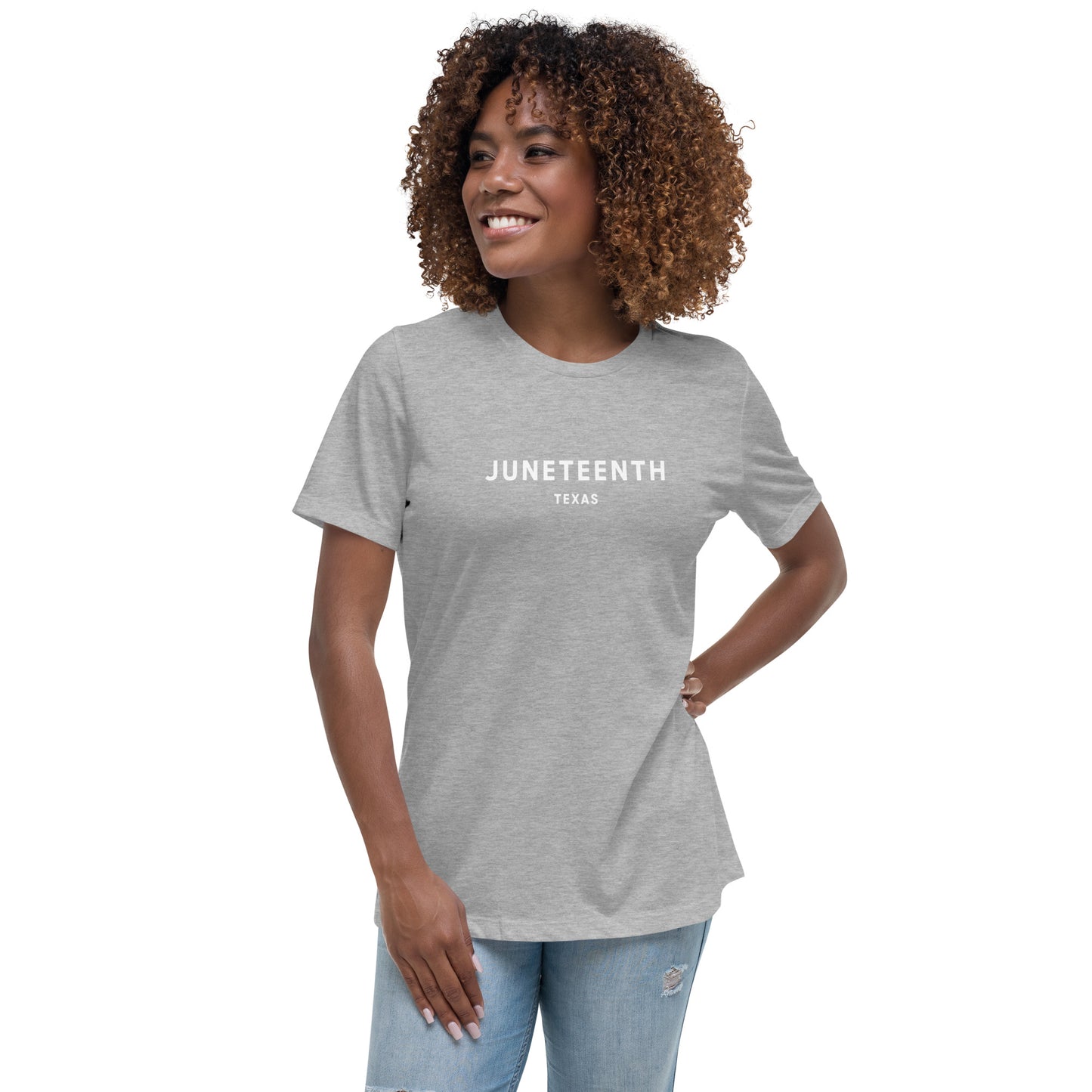 Minimalist Vibe Relaxed Women's Tee, Juneteenth (White Font)