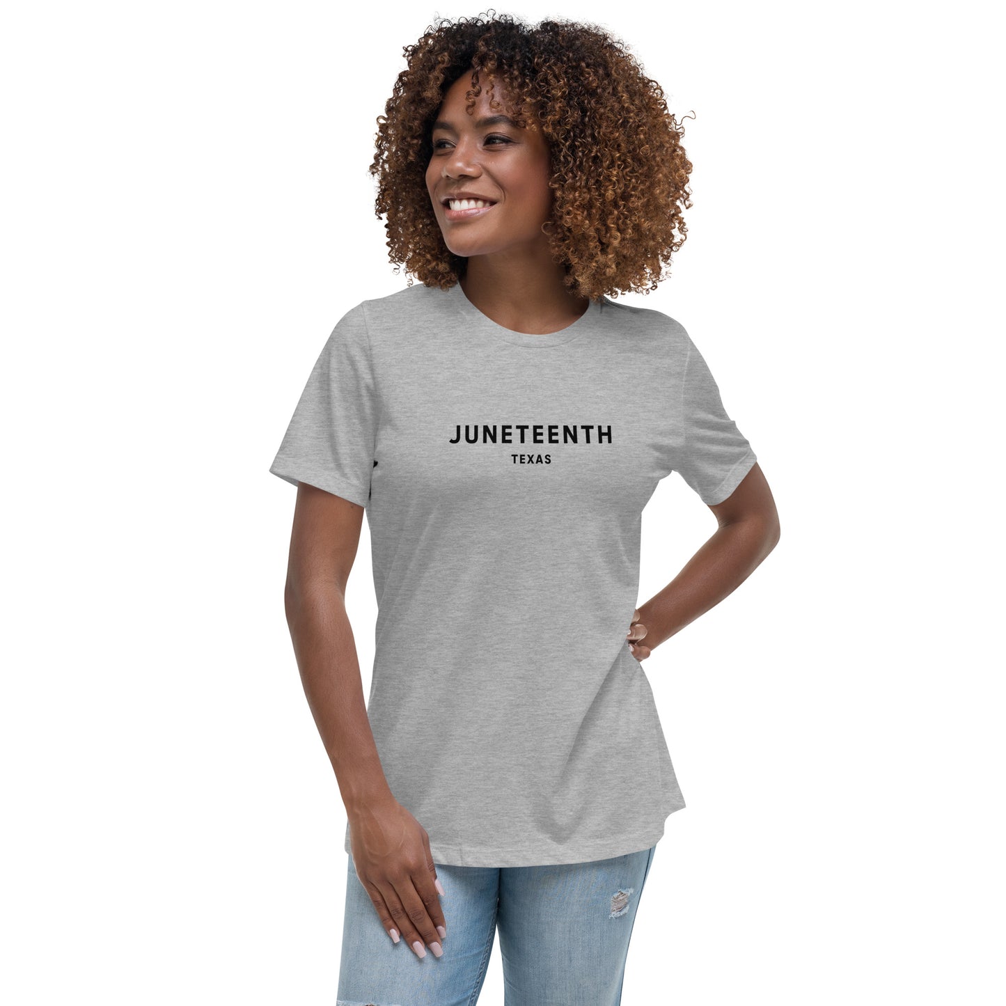 Minimalist Vibe Relaxed Women's Tee, Juneteenth (Black Font)