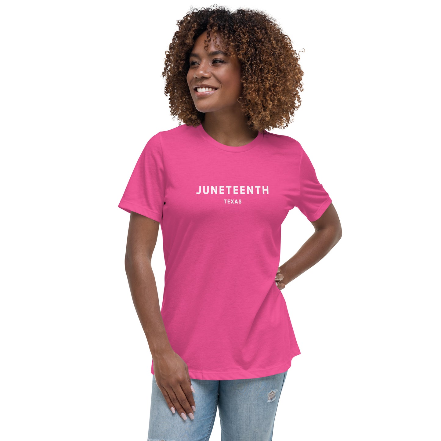 Minimalist Vibe Relaxed Women's Tee, Juneteenth (White Font)
