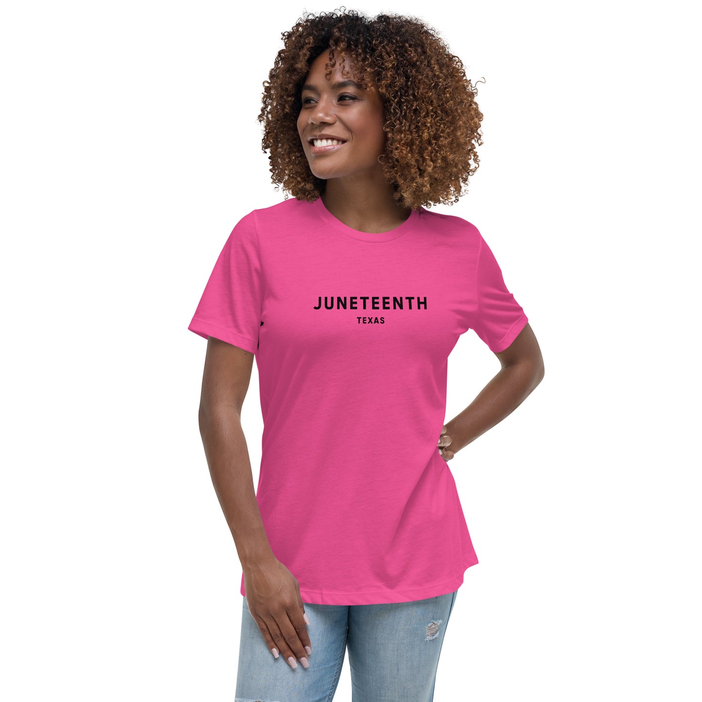 Minimalist Vibe Relaxed Women's Tee, Juneteenth (Black Font)