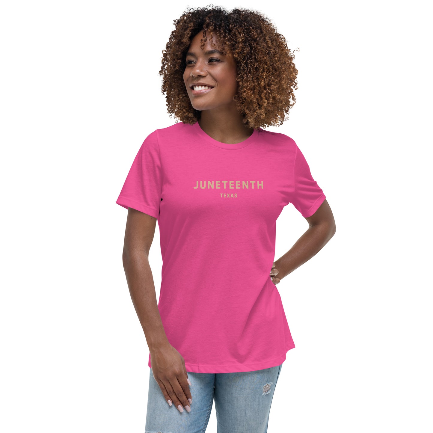Minimalist Vibe Relaxed Women's Tee, Juneteenth (Nude Font)