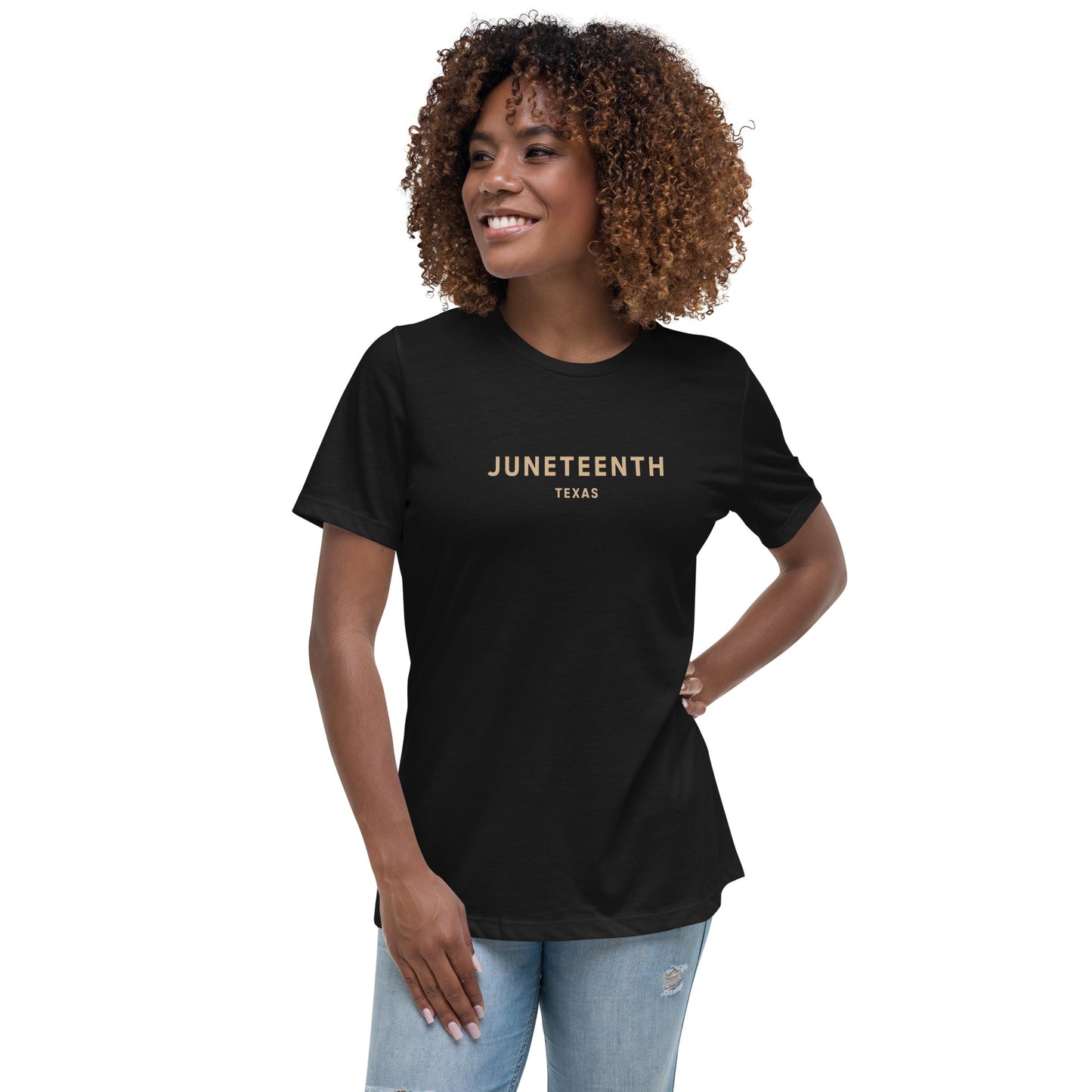 Minimalist Vibe Relaxed Women's Tee, Juneteenth (Nude Font)