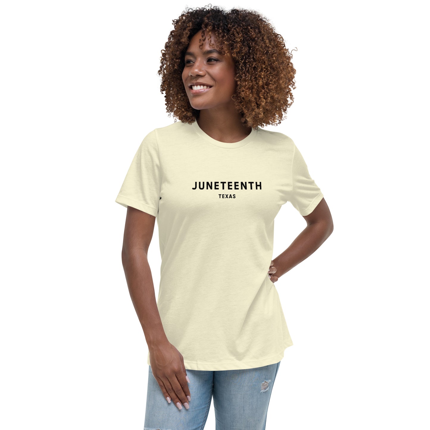 Minimalist Vibe Relaxed Women's Tee, Juneteenth (Black Font)