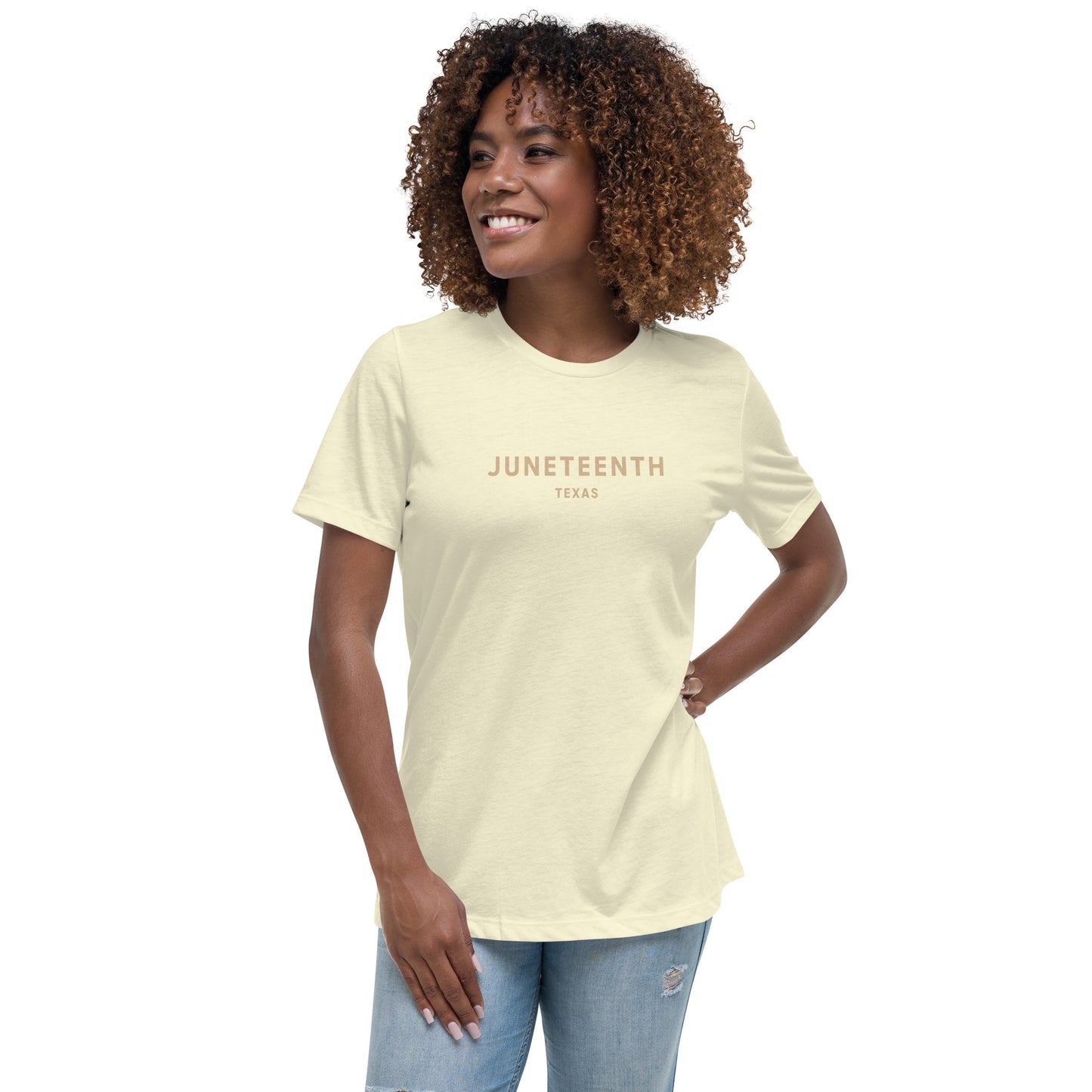 Minimalist Vibe Relaxed Women's Tee, Juneteenth (Nude Font)