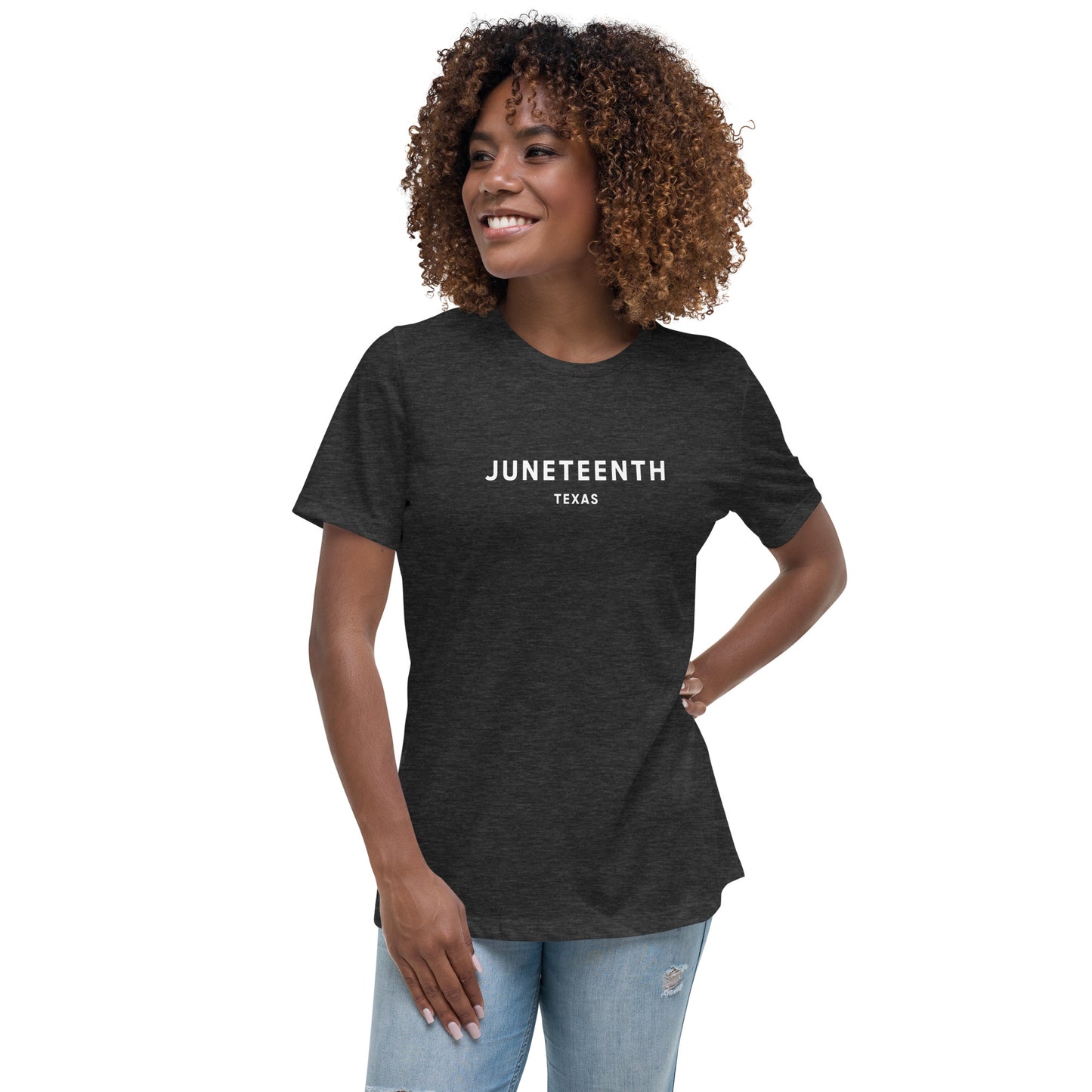 Minimalist Vibe Relaxed Women's Tee, Juneteenth (White Font)