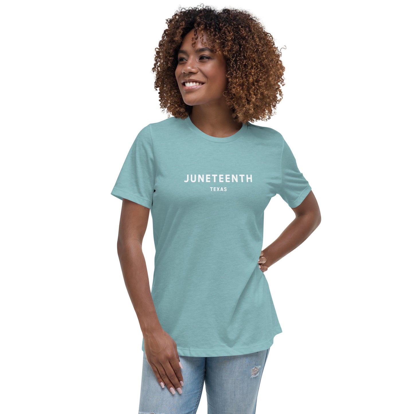 Minimalist Vibe Relaxed Women's Tee, Juneteenth (White Font)