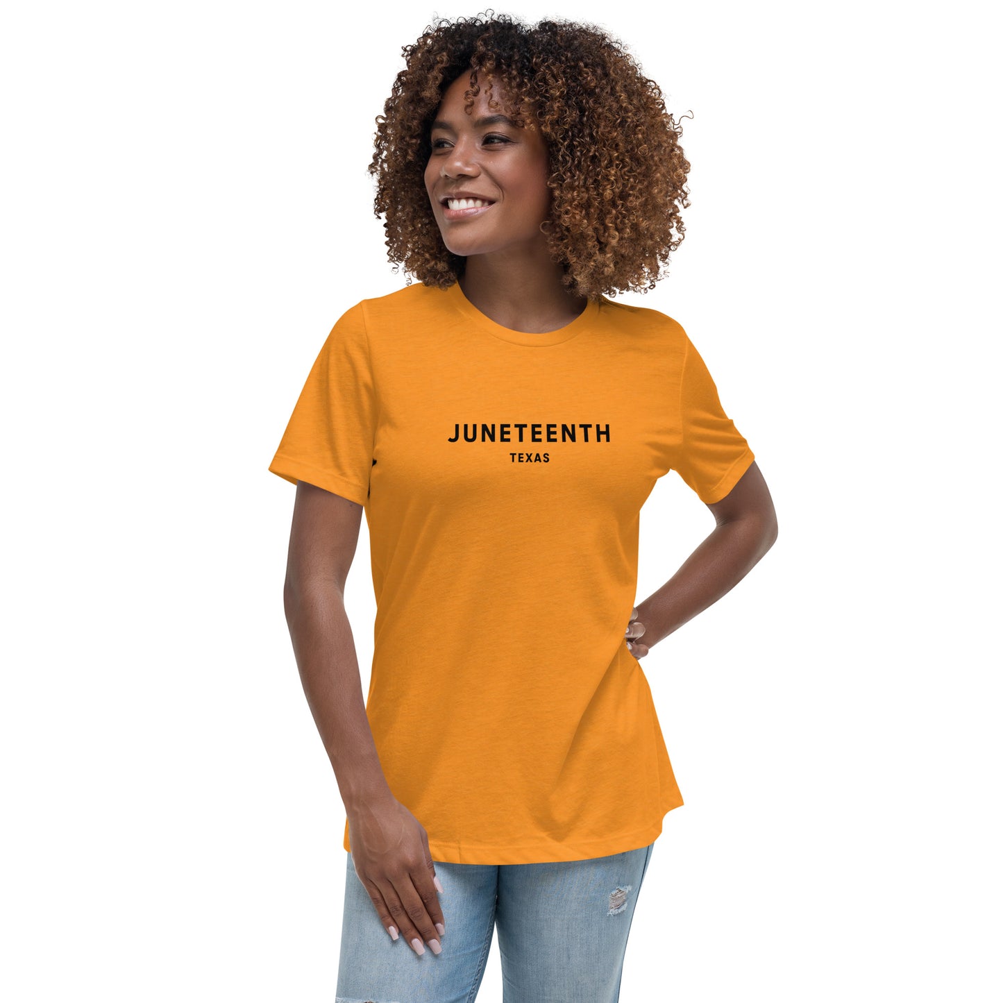 Minimalist Vibe Relaxed Women's Tee, Juneteenth (Black Font)