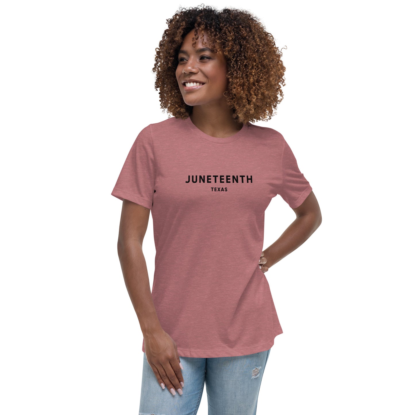 Minimalist Vibe Relaxed Women's Tee, Juneteenth (Black Font)