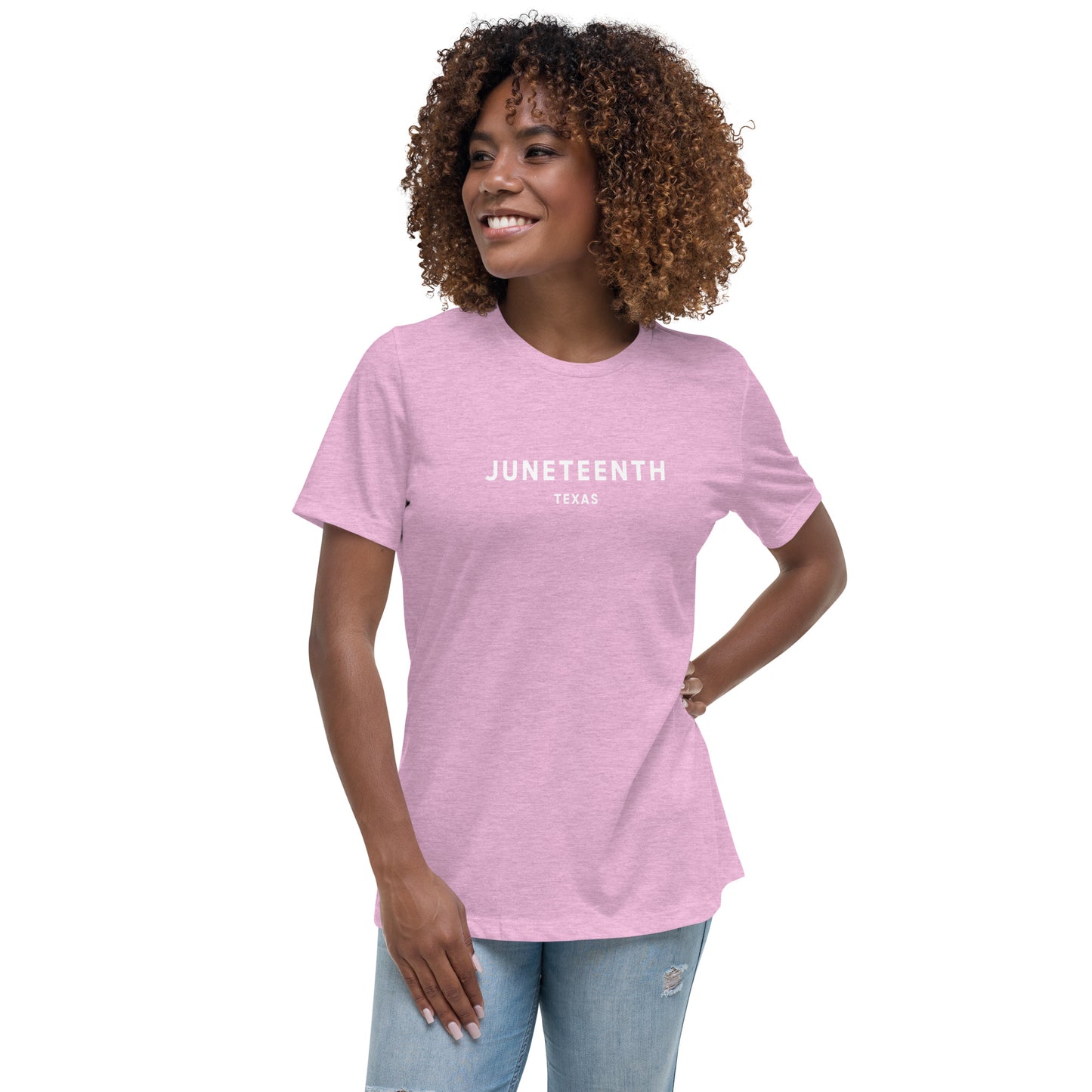 Minimalist Vibe Relaxed Women's Tee, Juneteenth (White Font)