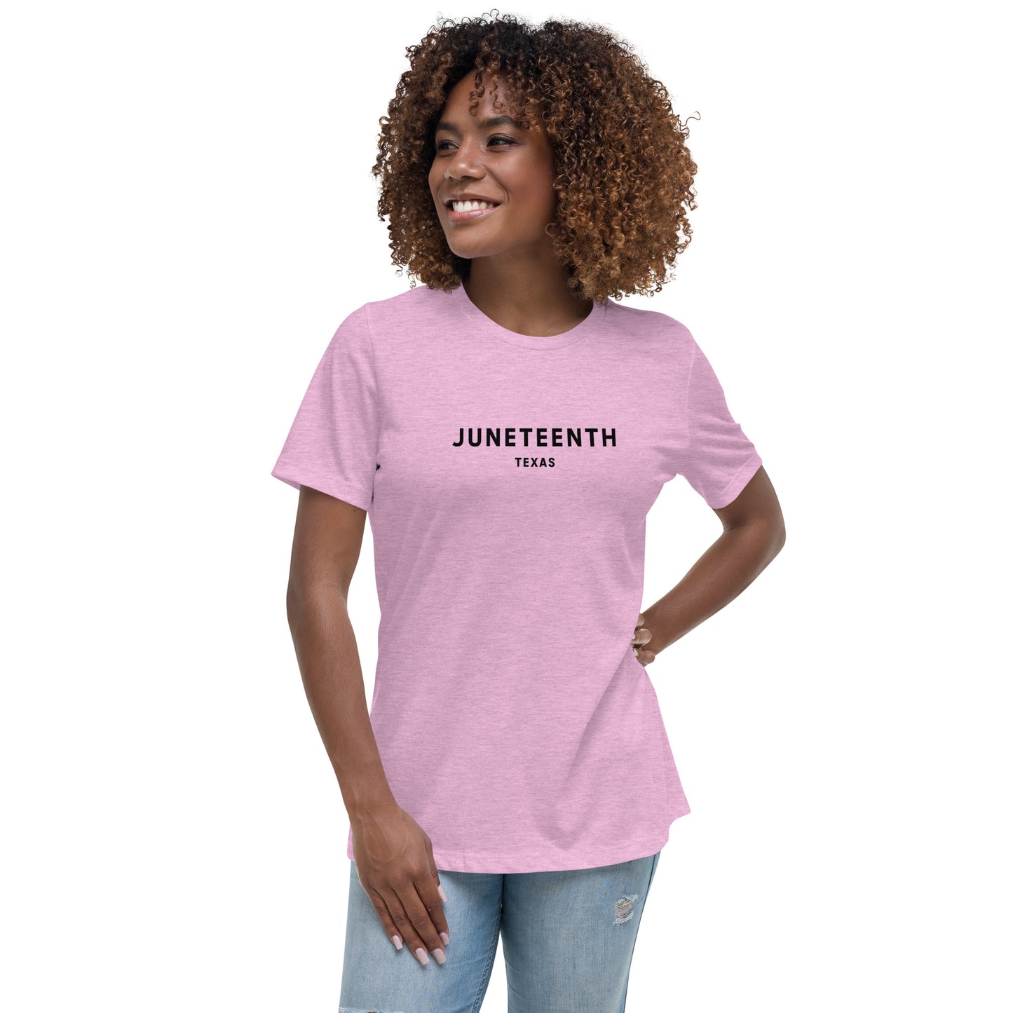 Minimalist Vibe Relaxed Women's Tee, Juneteenth (Black Font)