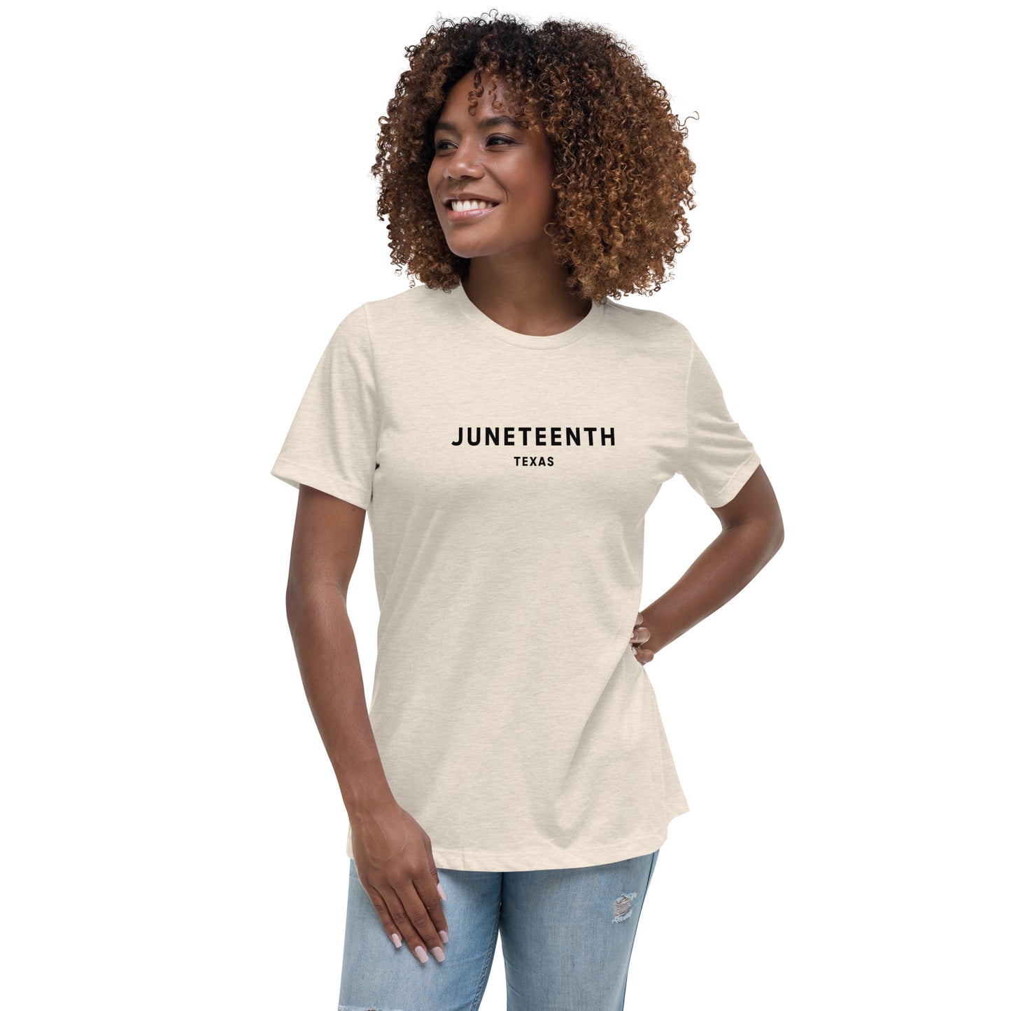 Minimalist Vibe Relaxed Women's Tee, Juneteenth (Black Font)