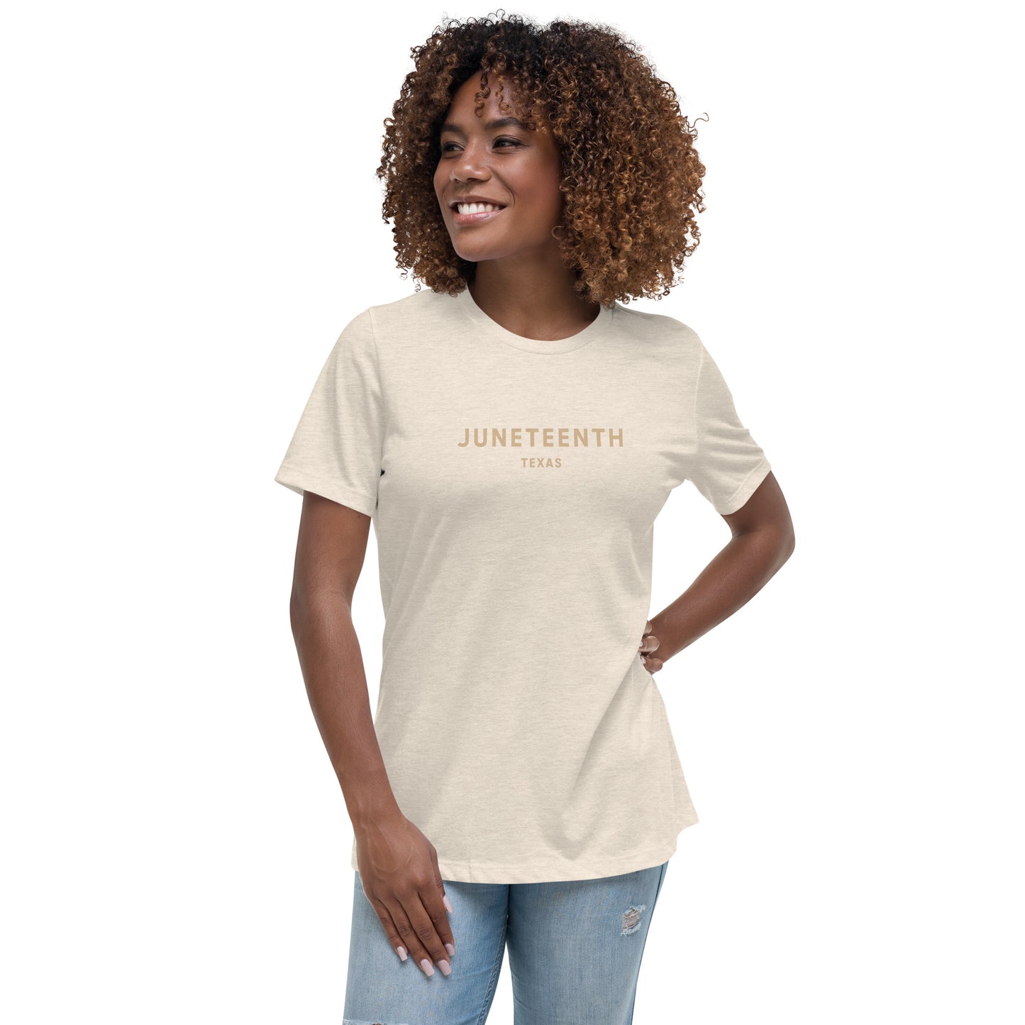 Minimalist Vibe Relaxed Women's Tee, Juneteenth (Nude Font)