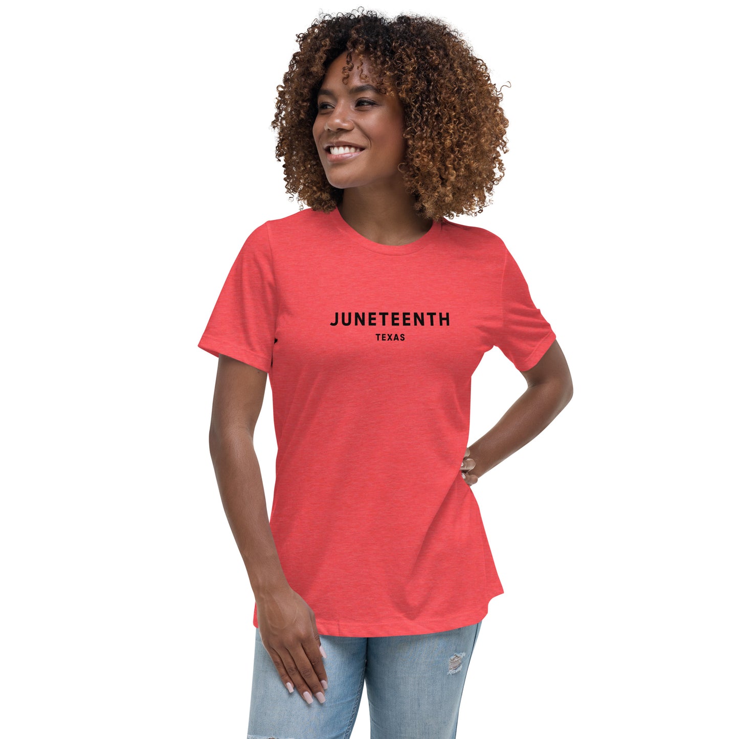 Minimalist Vibe Relaxed Women's Tee, Juneteenth (Black Font)