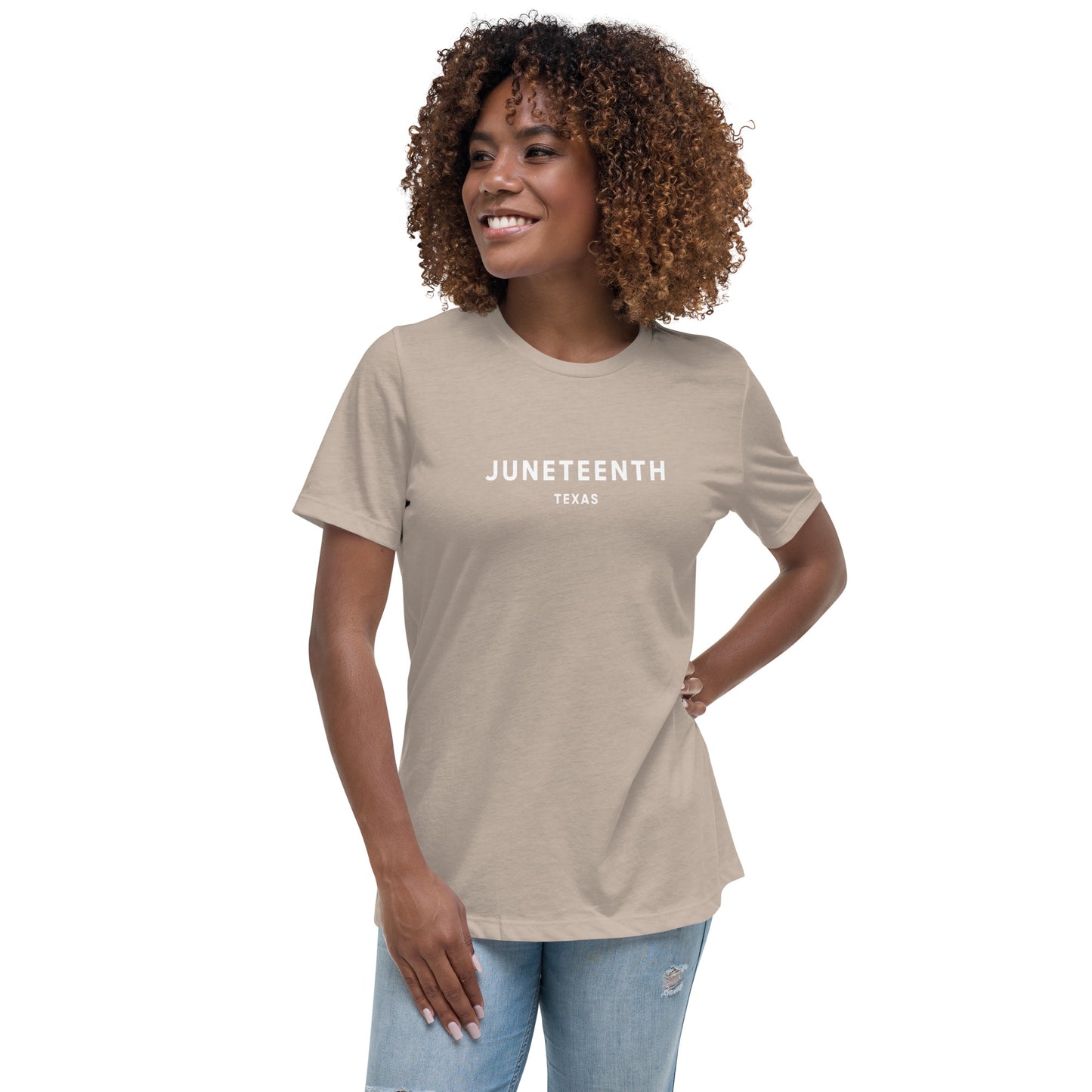 Minimalist Vibe Relaxed Women's Tee, Juneteenth (White Font)