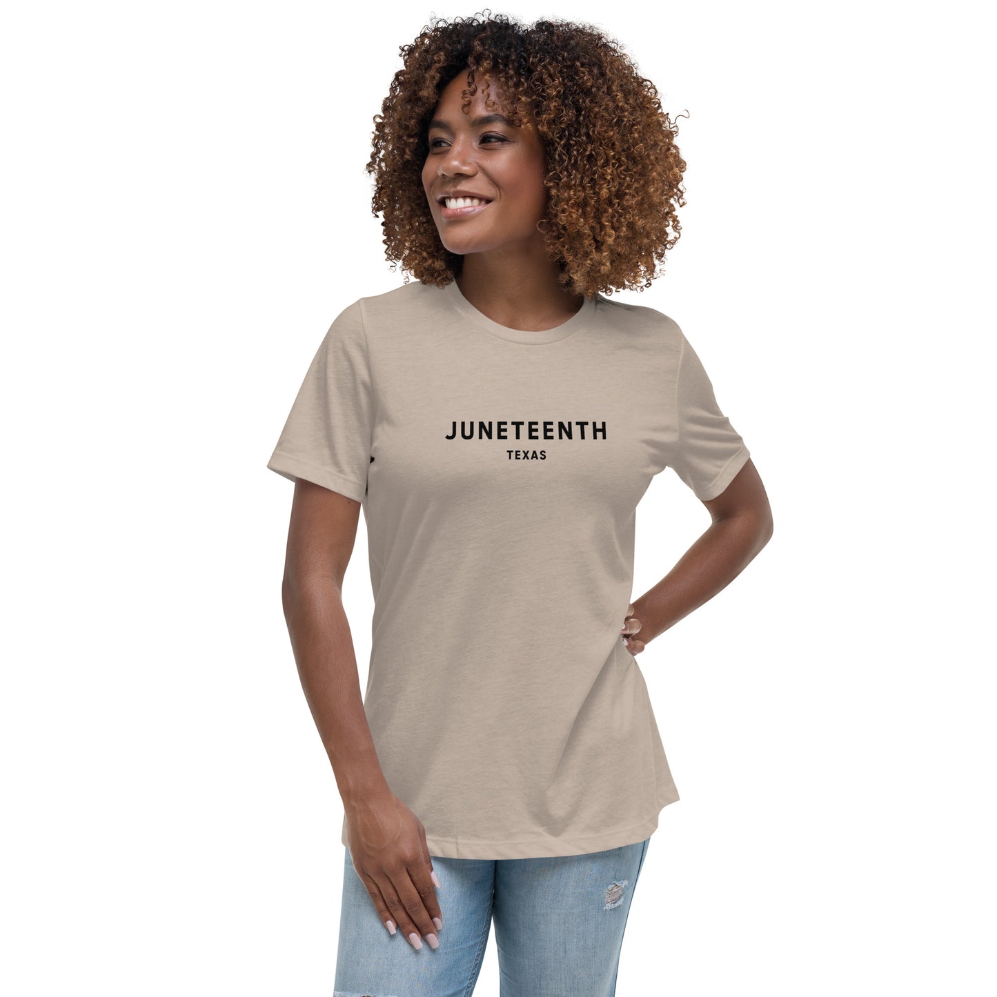 Minimalist Vibe Relaxed Women's Tee, Juneteenth (Black Font)