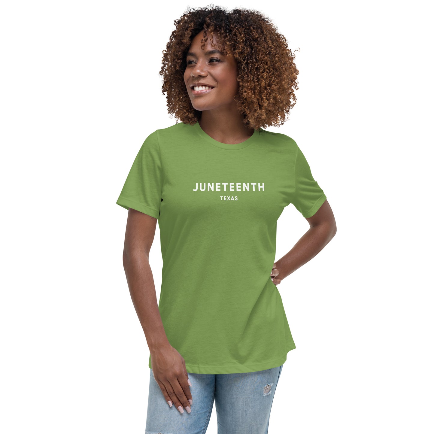 Minimalist Vibe Relaxed Women's Tee, Juneteenth (White Font)