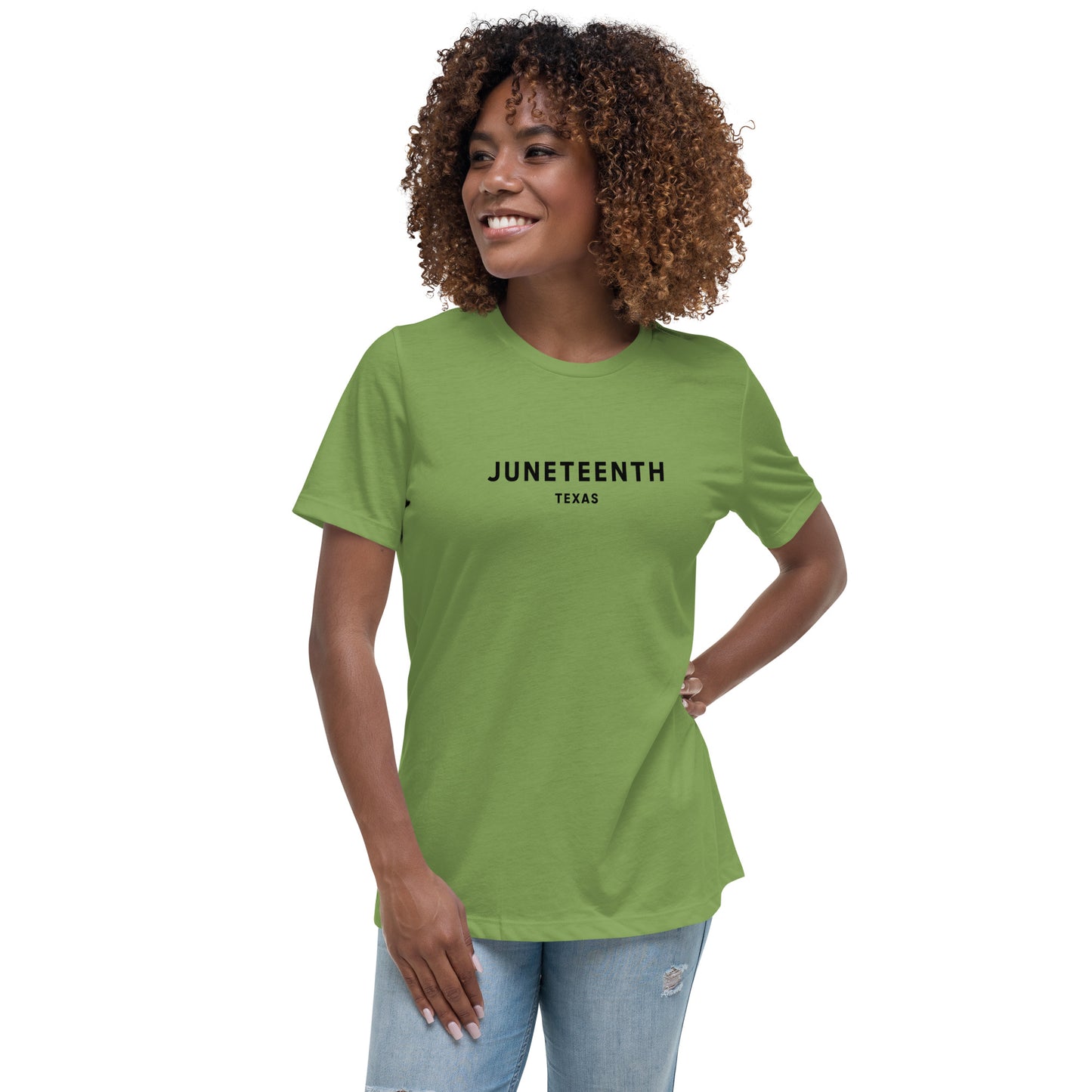Minimalist Vibe Relaxed Women's Tee, Juneteenth (Black Font)