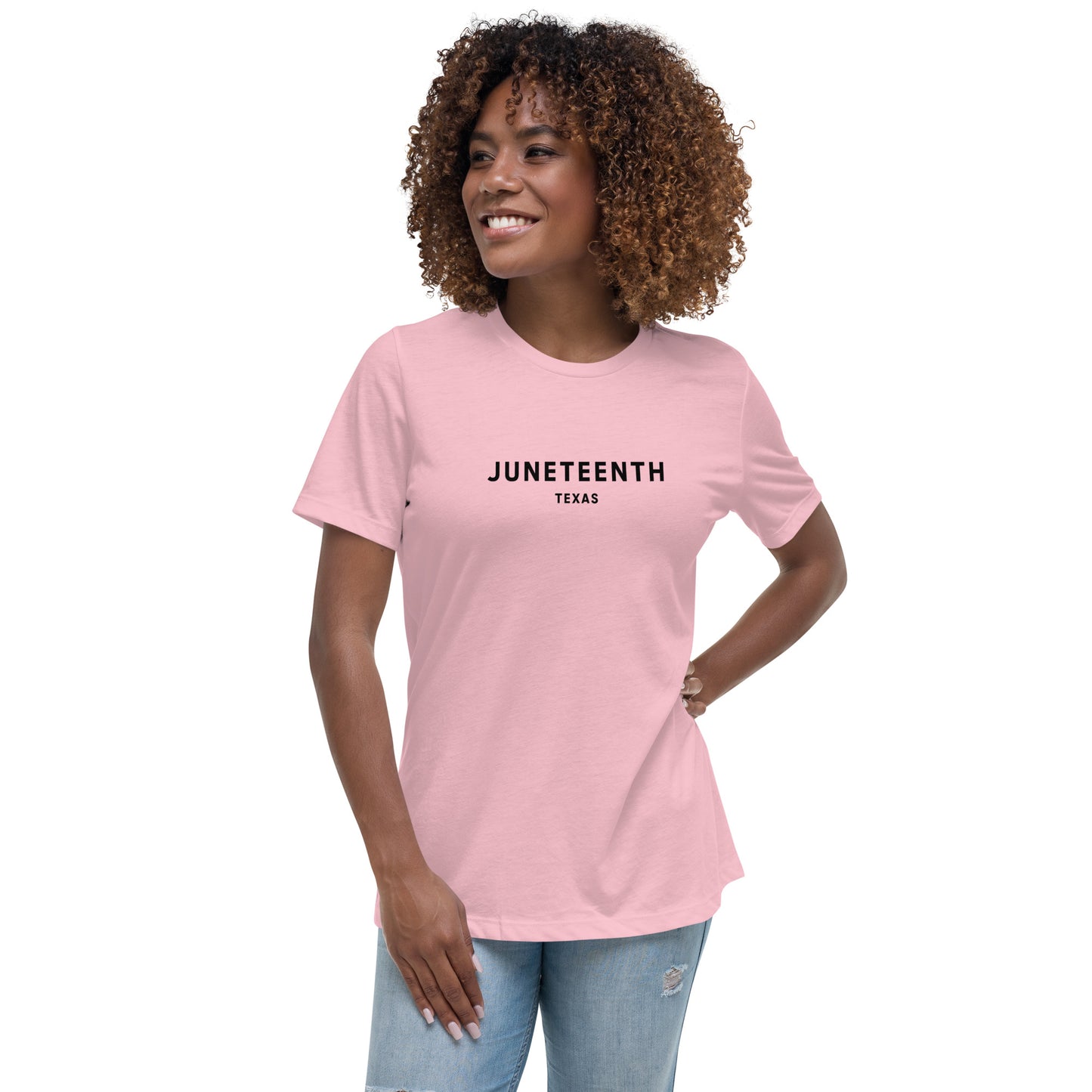 Minimalist Vibe Relaxed Women's Tee, Juneteenth (Black Font)