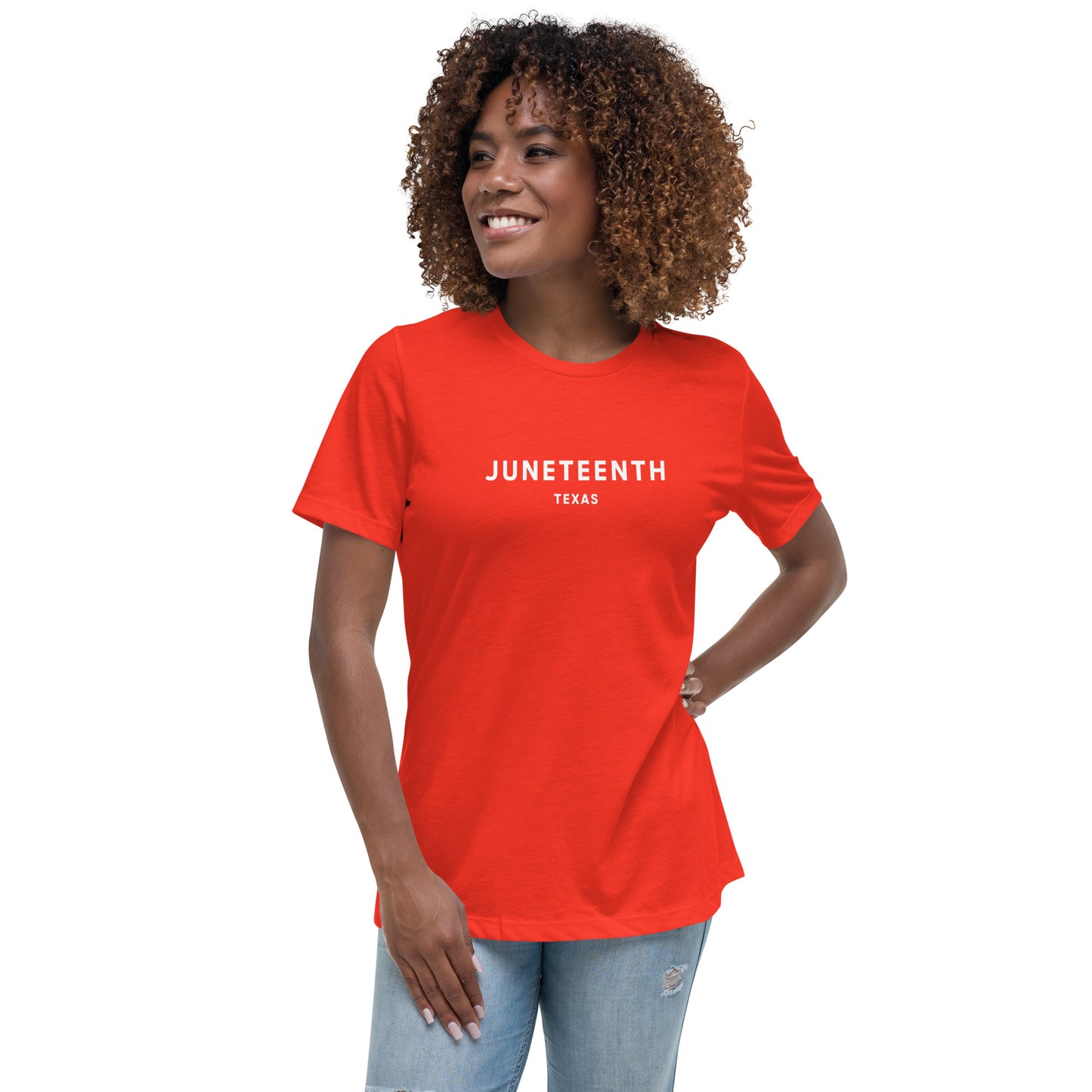 Minimalist Vibe Relaxed Women's Tee, Juneteenth (White Font)