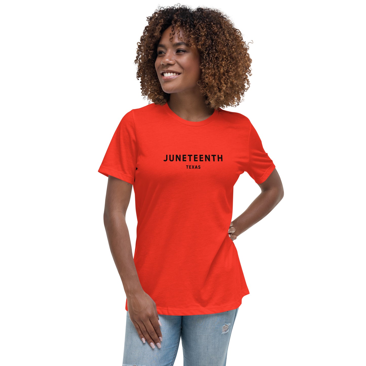 Minimalist Vibe Relaxed Women's Tee, Juneteenth (Black Font)