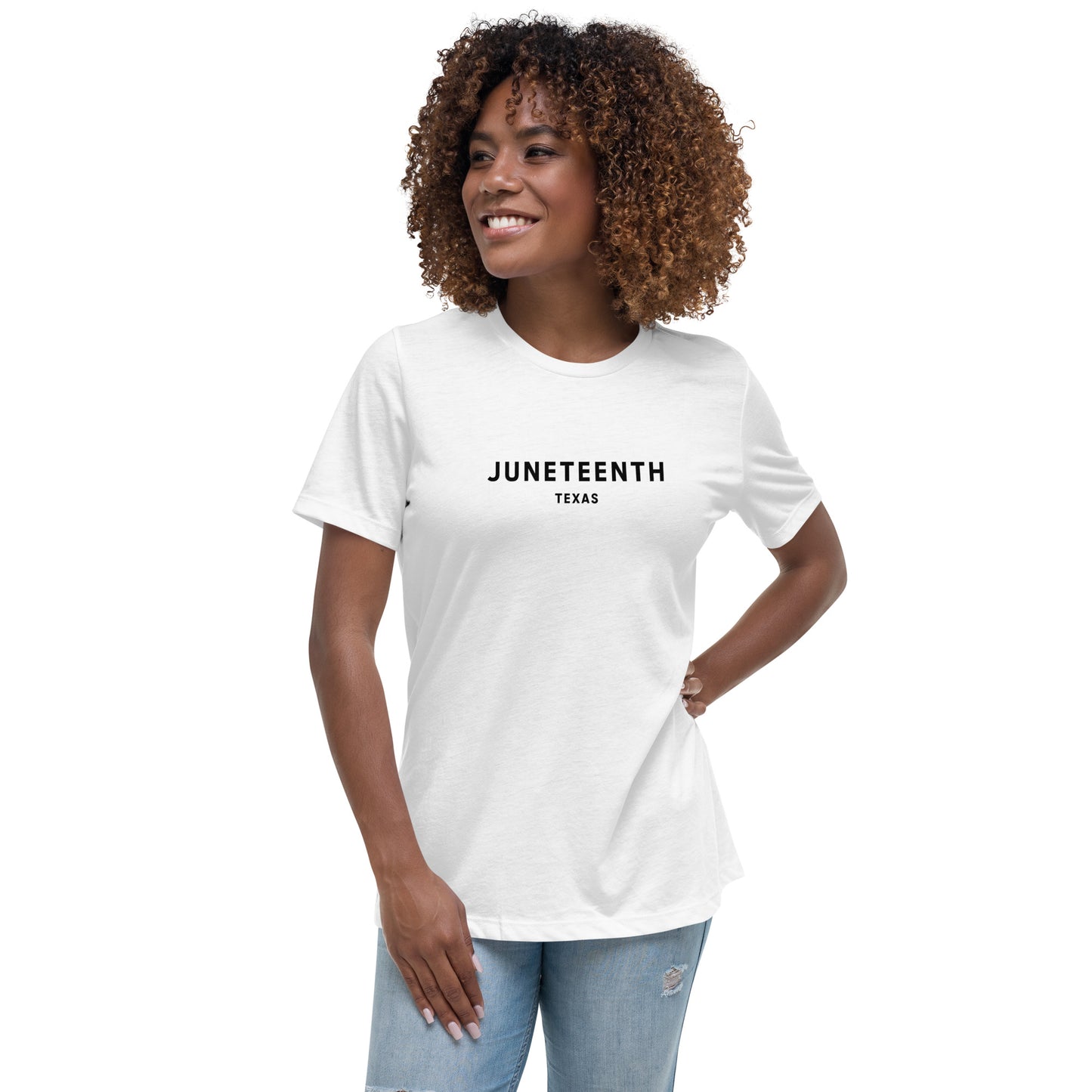 Minimalist Vibe Relaxed Women's Tee, Juneteenth (Black Font)