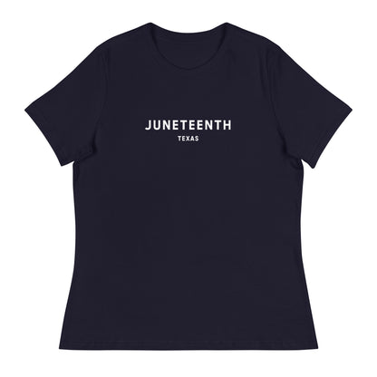 Minimalist Vibe Relaxed Women's Tee, Juneteenth (White Font)